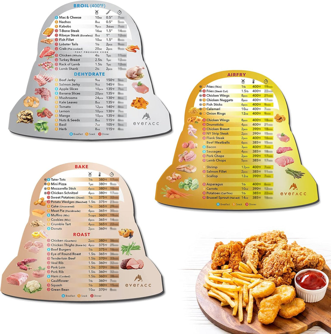 Air Fryer Magnetic Cheat Sheet Set, Instapot Air Fryer Accessories Cooking Times Chart
