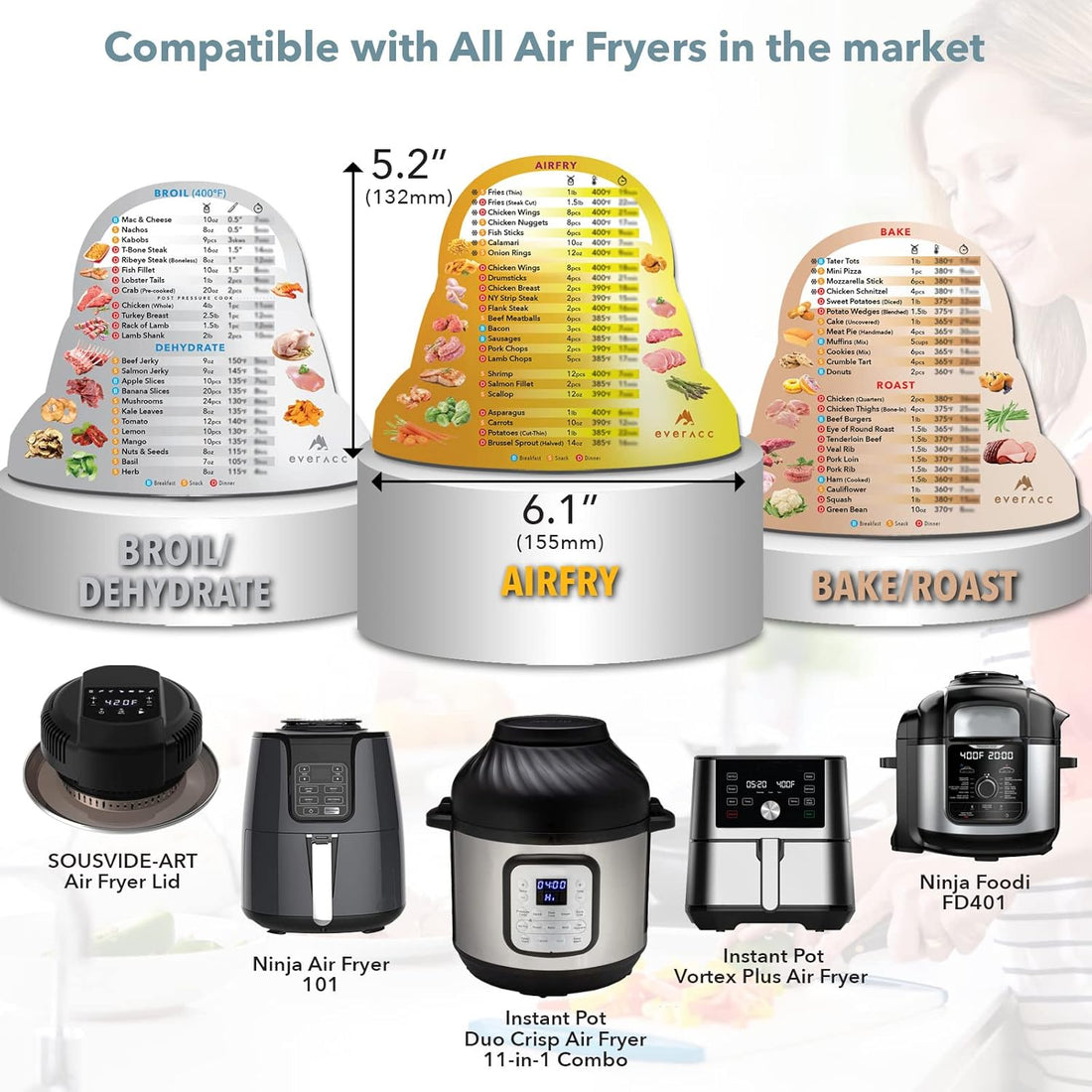 Air Fryer Magnetic Cheat Sheet Set, Instapot Air Fryer Accessories Cooking Times Chart