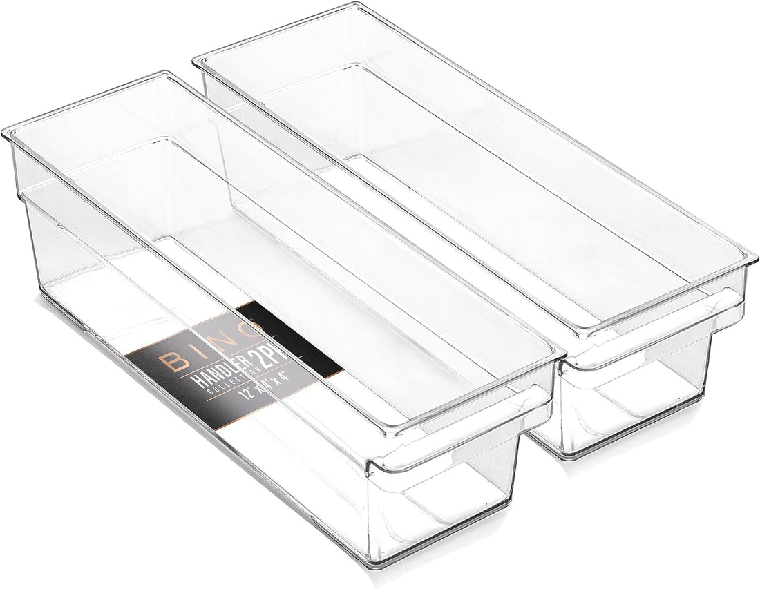 Plastic Storage Bins, Small - Shallow | Multipurpose Organizer Bins 