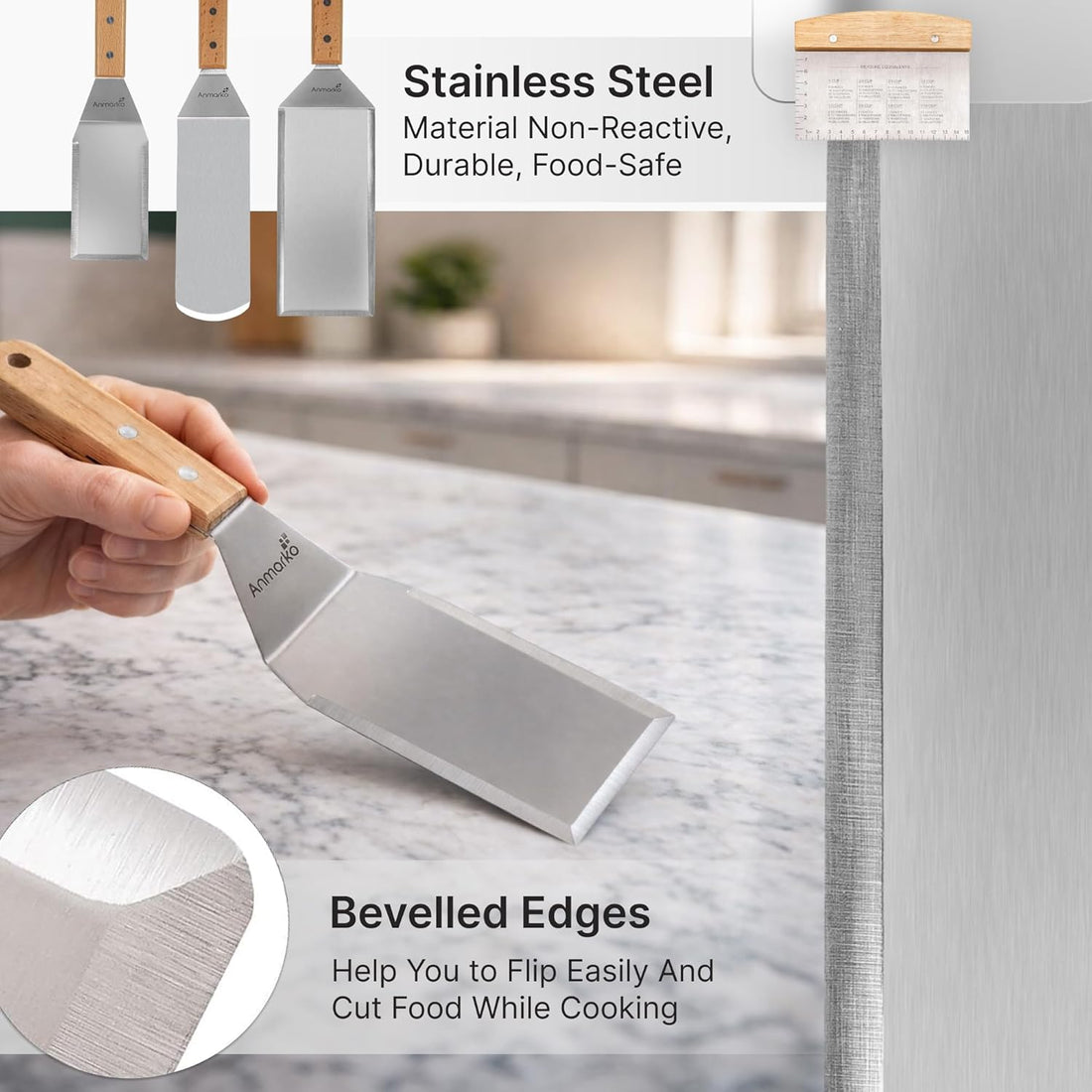 Stainless Steel Metal Spatula Set - Teppaniyaki Spatulas