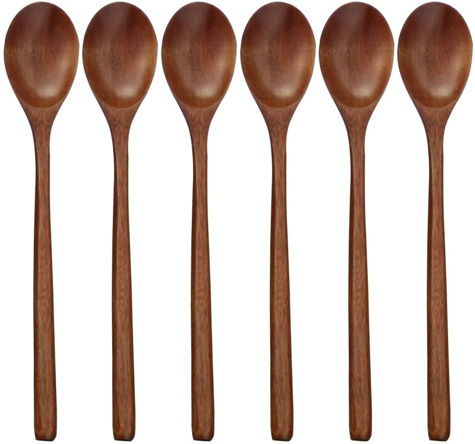 Wooden Spoons, 6 Pieces 9 Inch Wood Soup Spoons