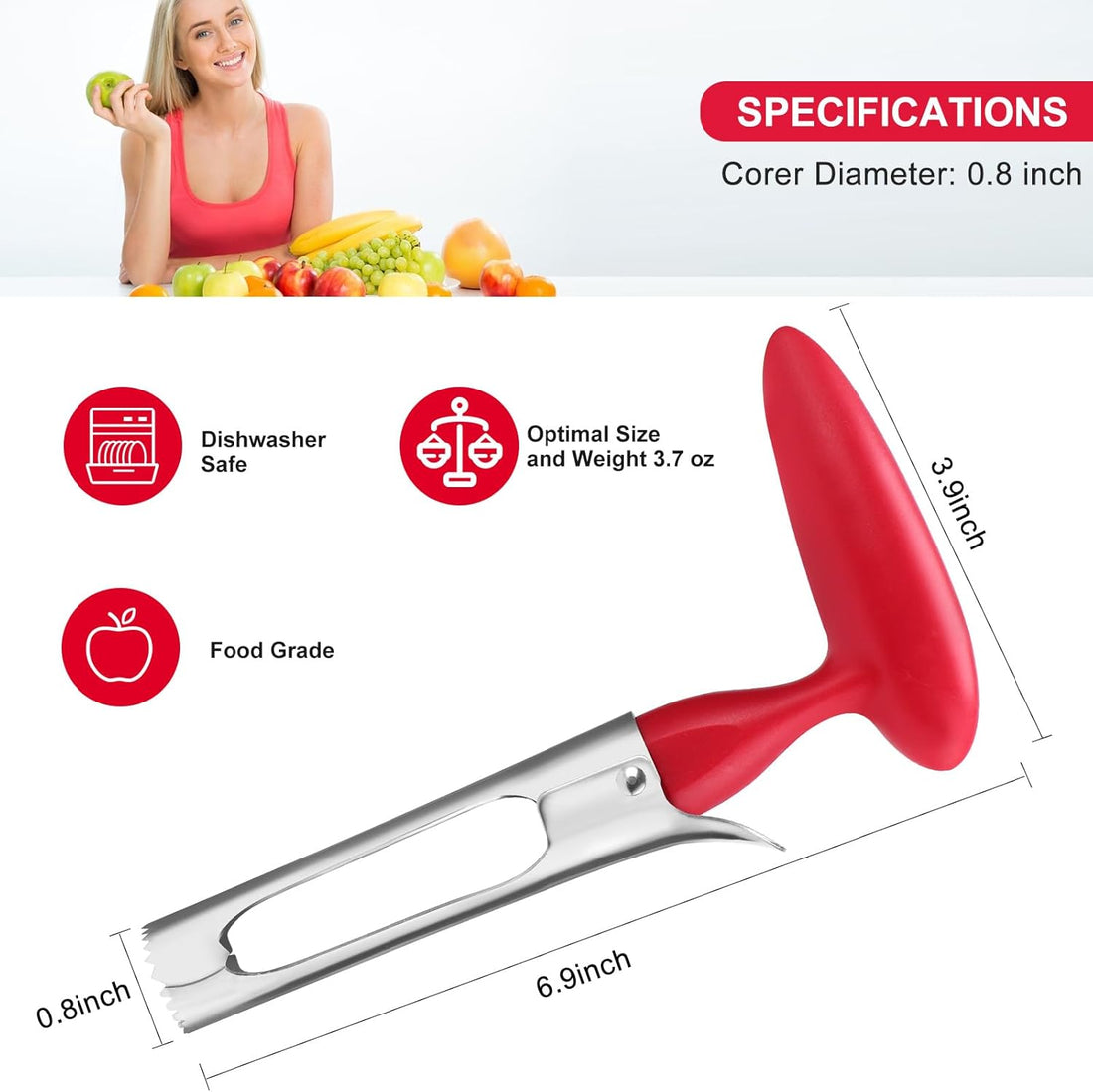 Premium Apple Corer Tool - Easy to Use and Clean 