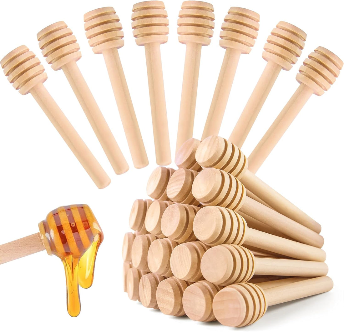 Wooden Honey Dipper Sticks, 20 Pack 3 Inch Mini Honey Stirrer