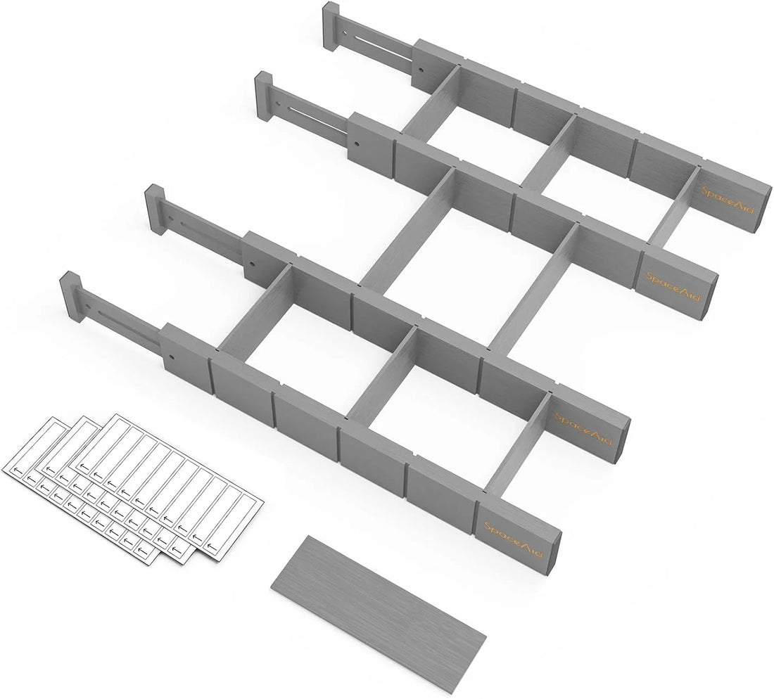 Bamboo Kitchen Organizer Drawer Dividers, Expandable(17-22 In), 17"L X 0.6"W X 2.6"H, Grey