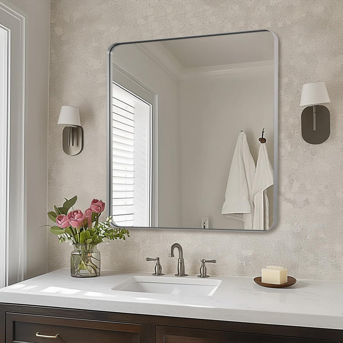 Rectangular Metal Framed Vanity Mirror 