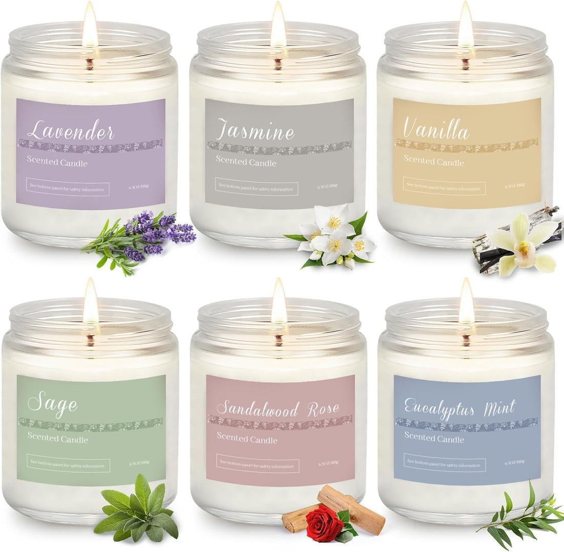 6 Pack Scented Candles Gift Set, Long Lasting Aromatherapy Candles