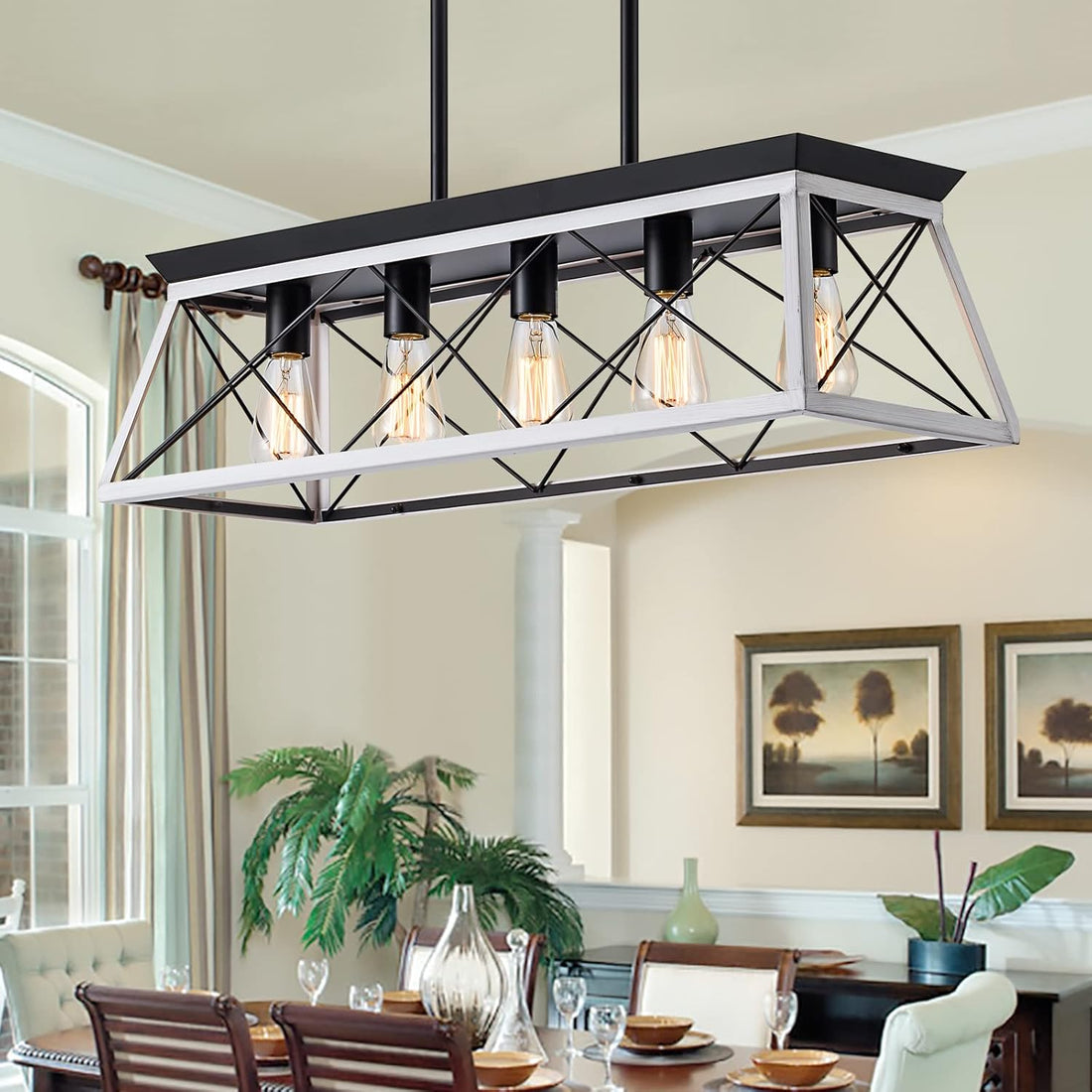 5-Light Pendant Lights Fixture, Farmhouse Chandeliers