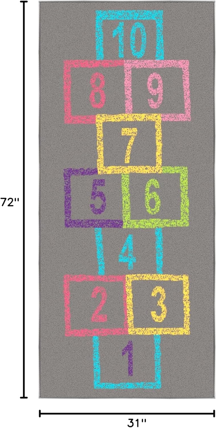 2'2" X 6' Hopscotch Kids Rug - Fun & Interactive Game Carpet