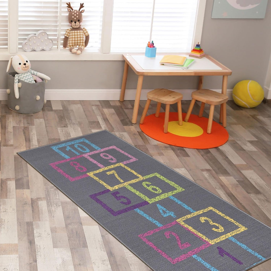 2'2" X 6' Hopscotch Kids Rug - Fun & Interactive Game Carpet