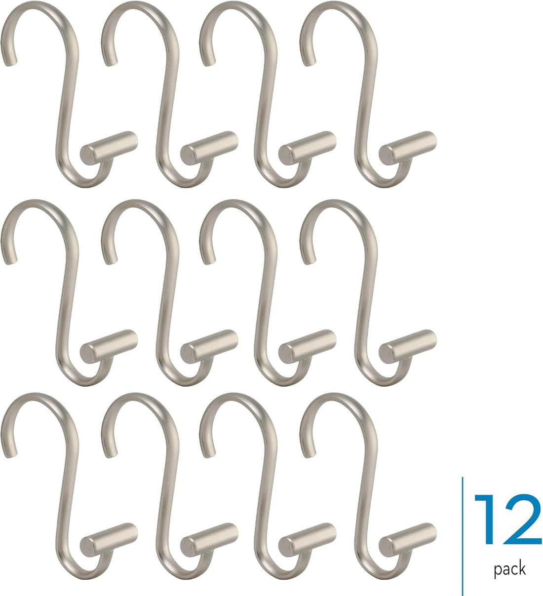 76752 Metal T-Bar Shower Curtain Hooks Rust Resistant Rings