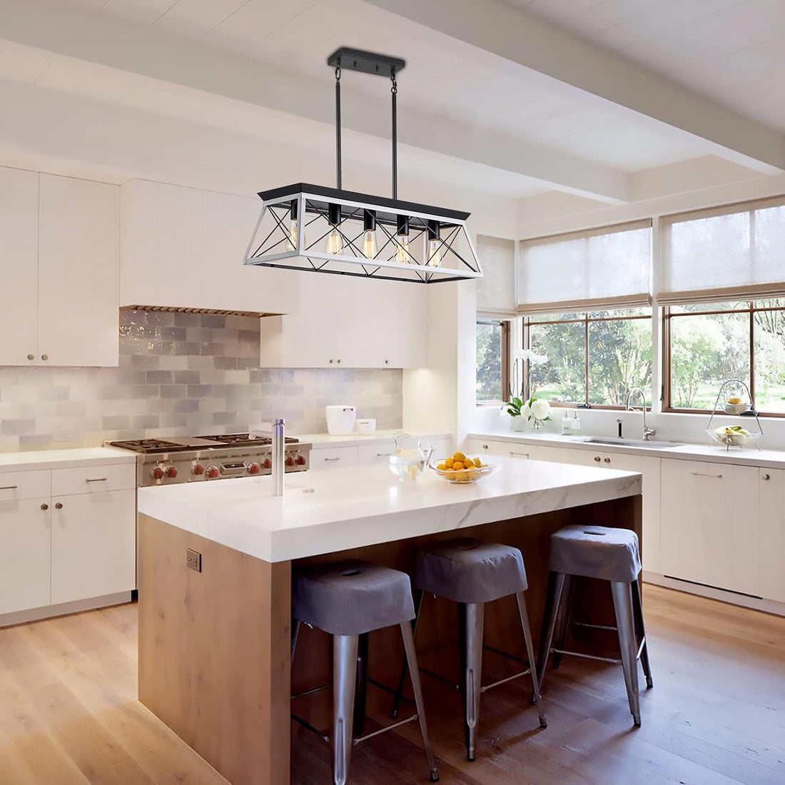 5-Light Pendant Lights Fixture, Farmhouse Chandeliers