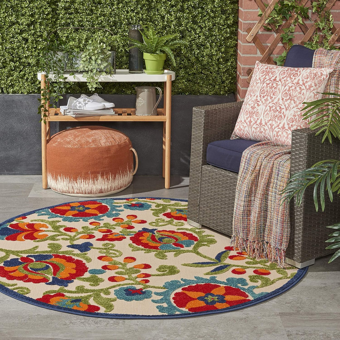 Home Aloha Multicolor 4' X round Area Rug