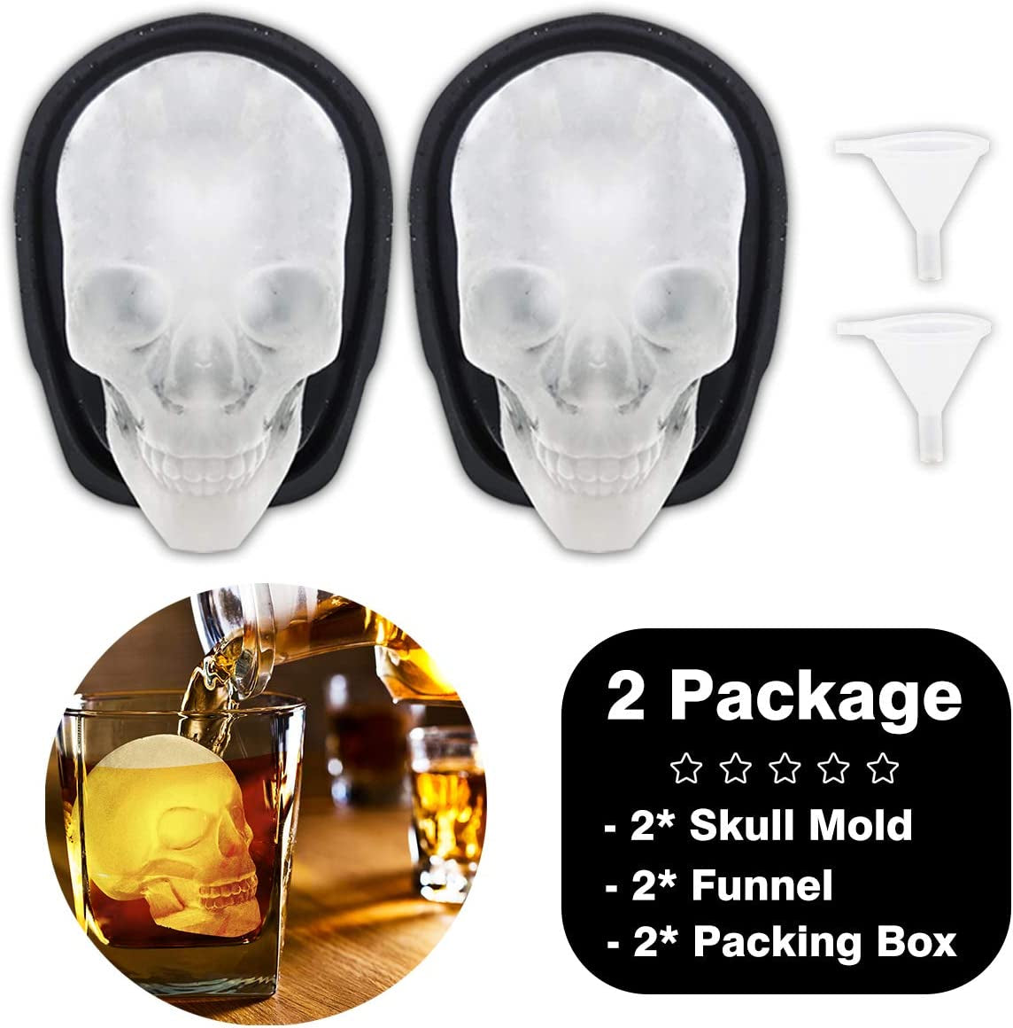 Extra Large 3D Skull Ice Cube Mold Silicone Ice Molds