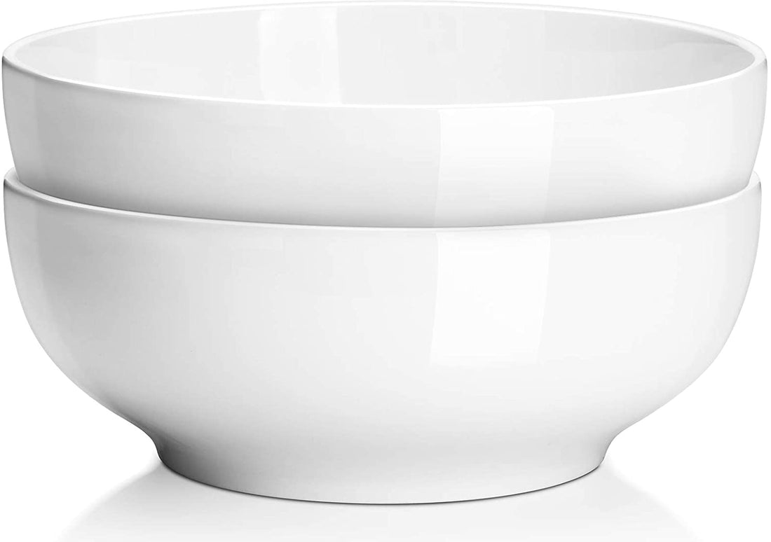 Serving Bowls, 9.5" Large Salad Bowls - White