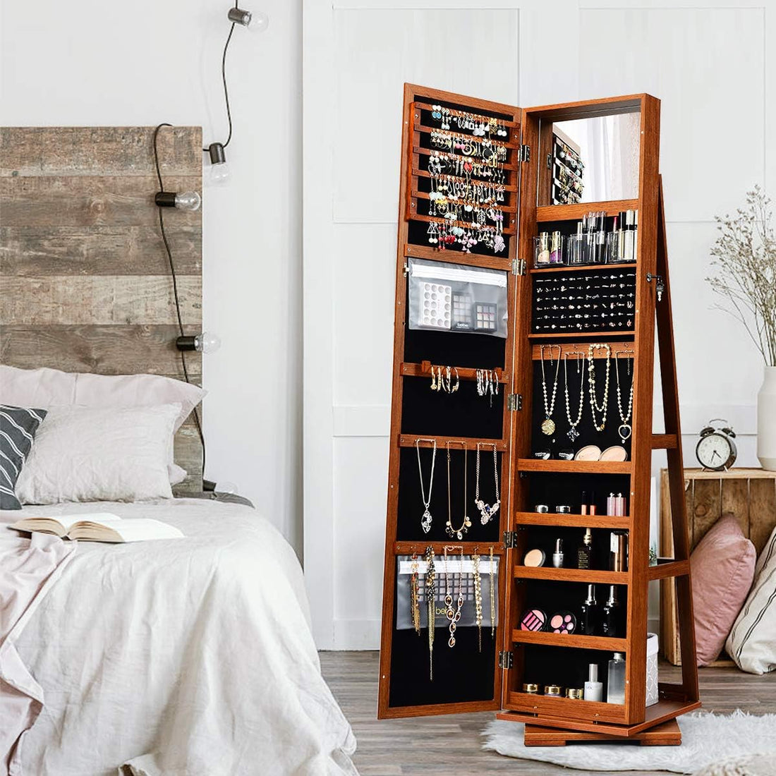 360° Swivel Jewelry Armoire with Higher Full Length Mirror