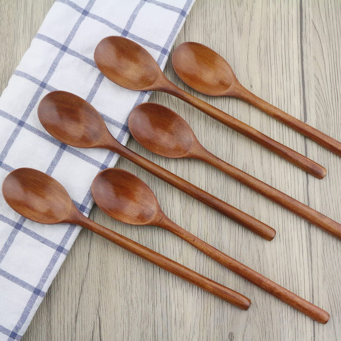 Wooden Spoons, 6 Pieces 9 Inch Wood Soup Spoons