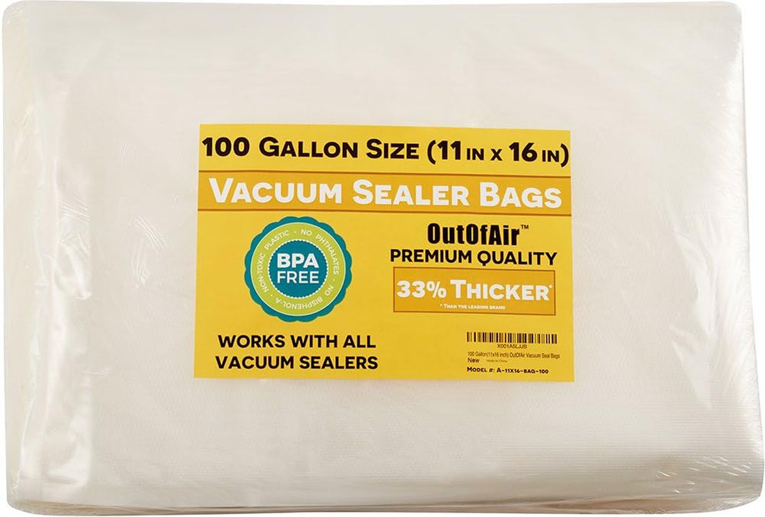 100 Vacuum Sealer Bags: Gallon Size (11" X 16") 